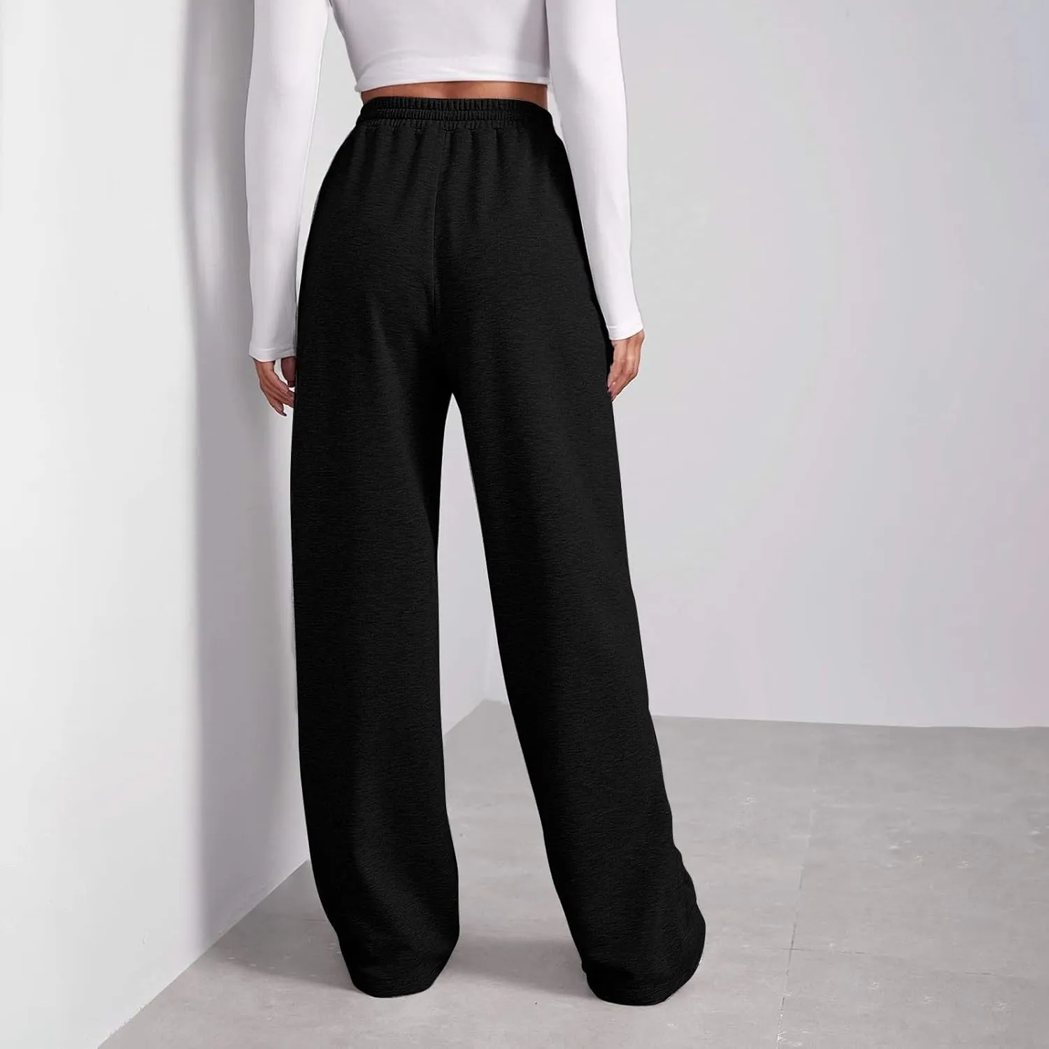 Fleece Lined Sweatpants Women Multi Pocket High Waist Cinch Bottom Jogger Pants Boyfriend Basic Cozy Cargo Sweat Pants