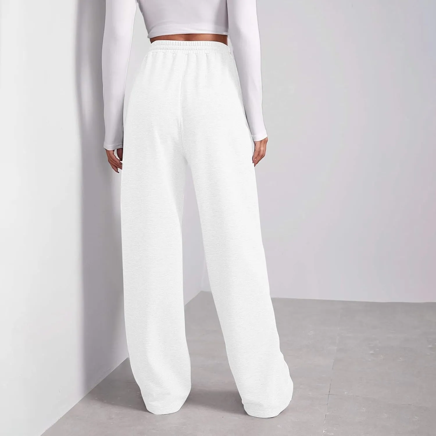 Fleece Lined Sweatpants Women Multi Pocket High Waist Cinch Bottom Jogger Pants Boyfriend Basic Cozy Cargo Sweat Pants