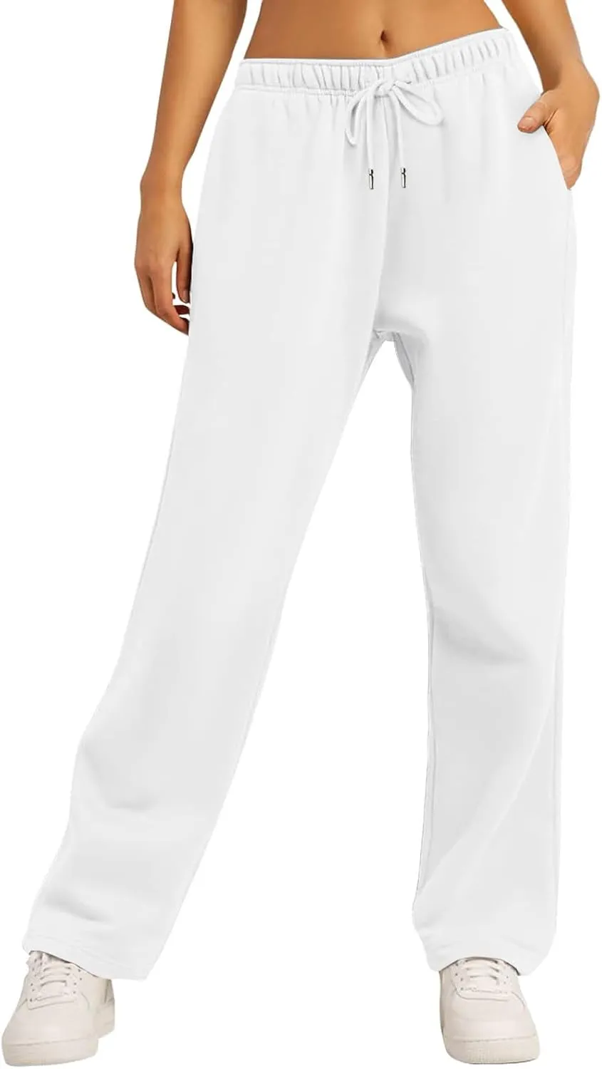 Fleece Lined Sweatpants Women Multi Pocket High Waist Cinch Bottom Jogger Pants Boyfriend Basic Cozy Cargo Sweat Pants