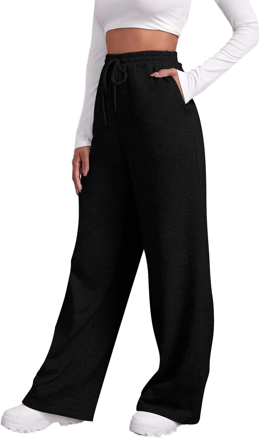 Fleece Lined Sweatpants Women Multi Pocket High Waist Cinch Bottom Jogger Pants Boyfriend Basic Cozy Cargo Sweat Pants