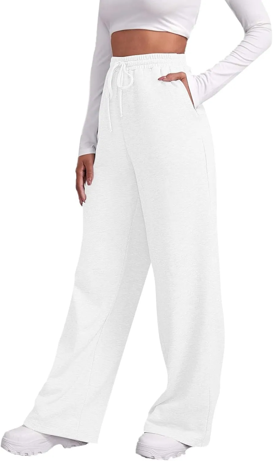 Fleece Lined Sweatpants Women Multi Pocket High Waist Cinch Bottom Jogger Pants Boyfriend Basic Cozy Cargo Sweat Pants