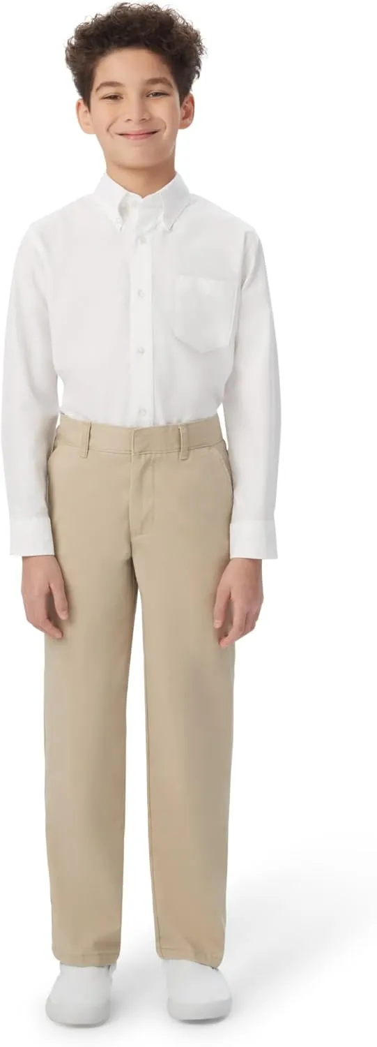 French Toast Boys' Relaxed Fit Twill Pant with Adjustable Waist in Standard Slim and Husky