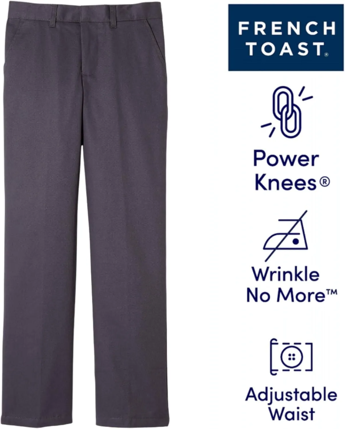 French Toast Boys' Relaxed Fit Twill Pant with Adjustable Waist in Standard Slim and Husky