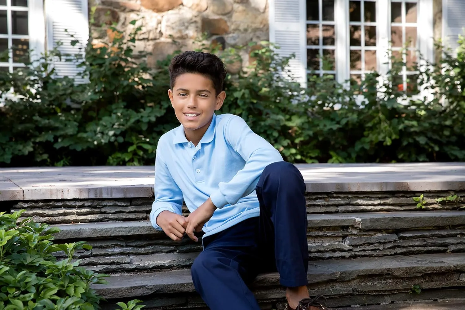 French Toast Boys' Relaxed Fit Twill Pant with Adjustable Waist in Standard Slim and Husky