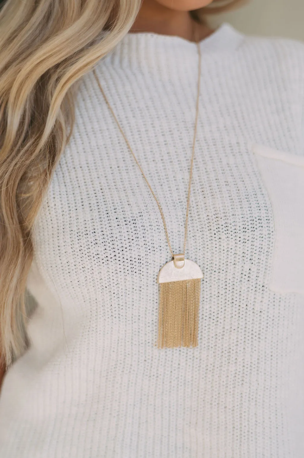 Fringe Pendant Long Necklace