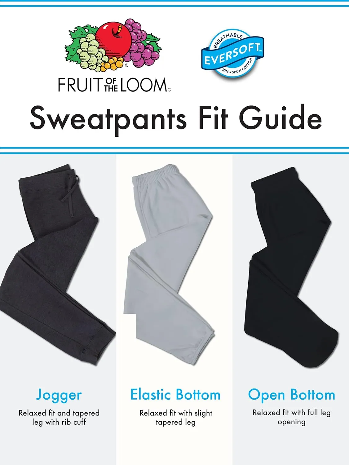 Fruit of the Loom Eversoft Fleece Joggers with Pockets, Relaxed Fit, Moisture Wicking, Breathable, Tapered Sweatpants