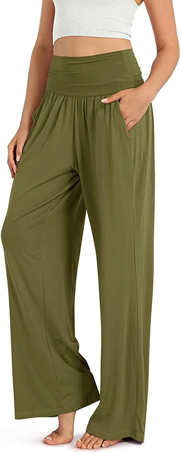 FZVYD Women's Casual Loose Wide Leg Cozy Pants Yoga Sweatpants Comfy High Waisted Sports Athletic Lounge Pants with Pockets
