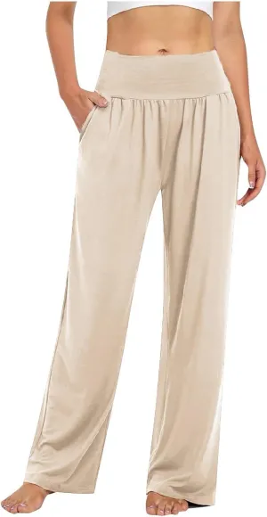 FZVYD Women's Casual Loose Wide Leg Cozy Pants Yoga Sweatpants Comfy High Waisted Sports Athletic Lounge Pants with Pockets