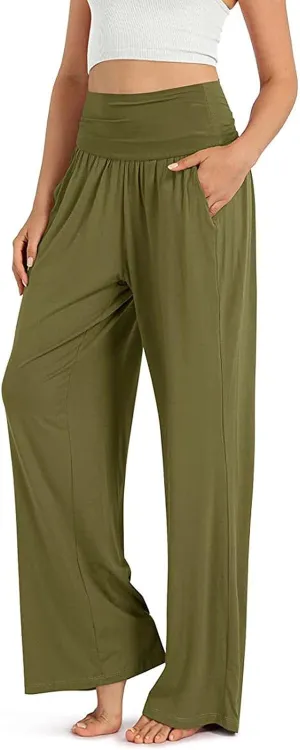 FZVYD Women's Casual Loose Wide Leg Cozy Pants Yoga Sweatpants Comfy High Waisted Sports Athletic Lounge Pants with Pockets