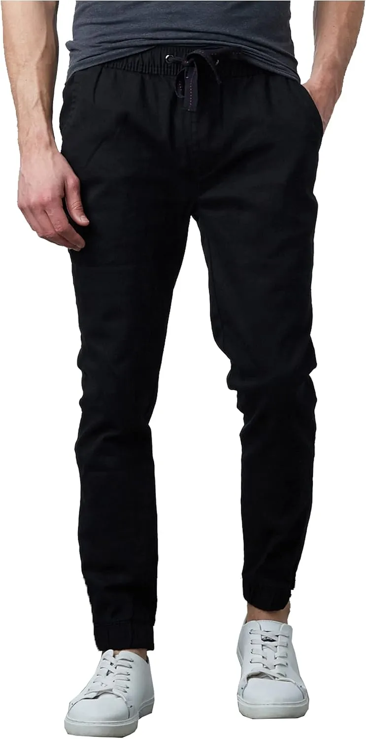 Galaxy by Harvic Men's Basic Stretch Twill Joggers Chinos Hiking Drawstring