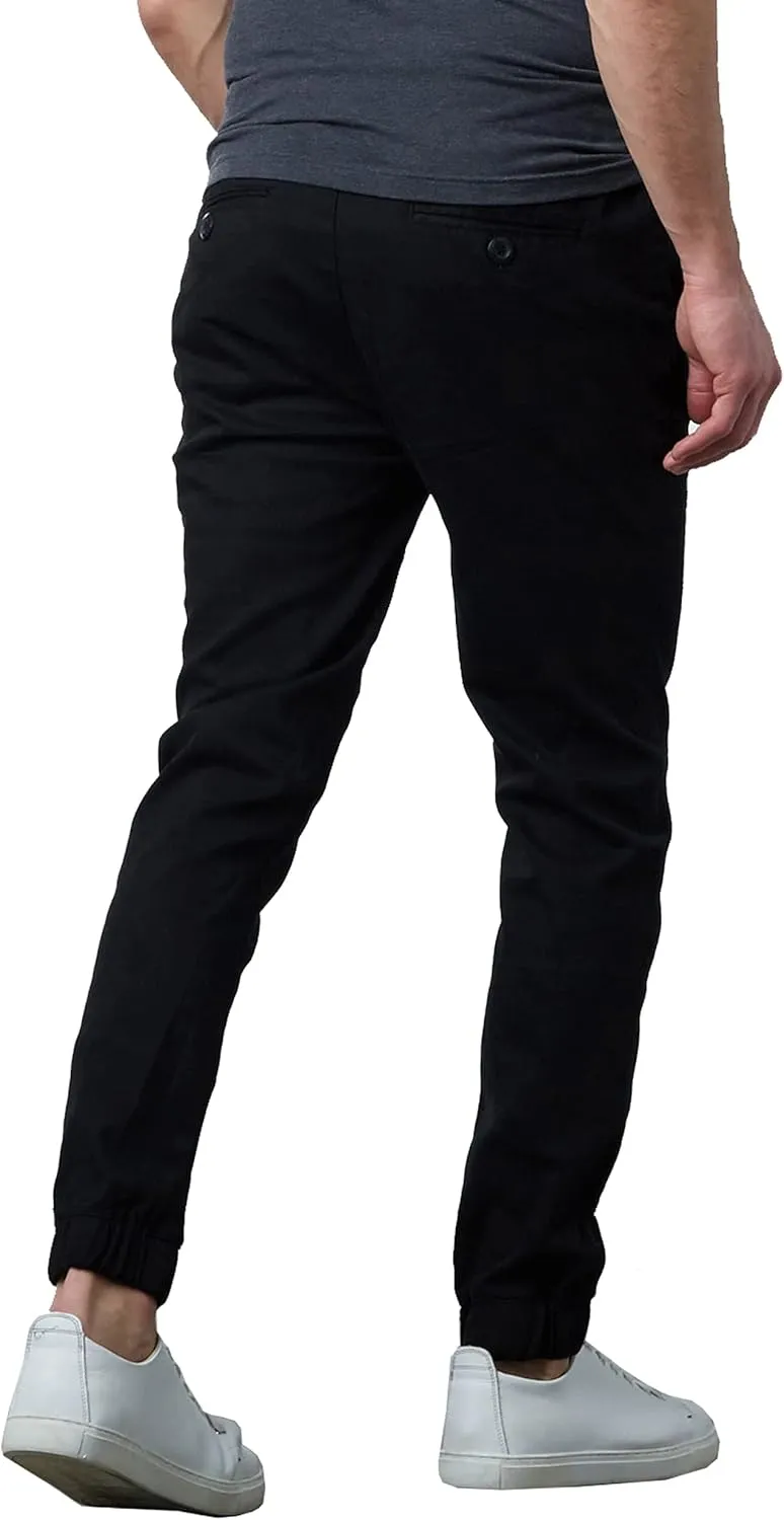 Galaxy by Harvic Men's Basic Stretch Twill Joggers Chinos Hiking Drawstring