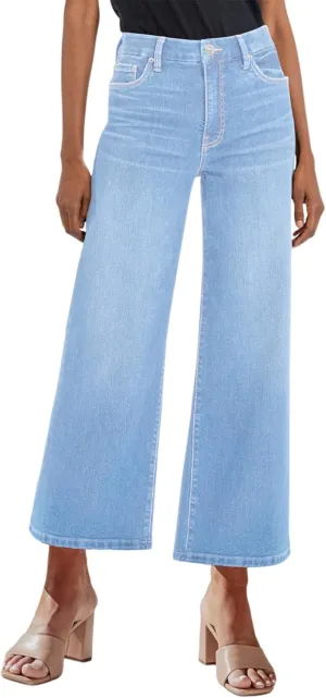 Genleck Women's Wide Leg Jeans  Trendy Cropped Loose Jeans High Waisted Stretchy Capri Denim Pants Baggy Trousers 2024
