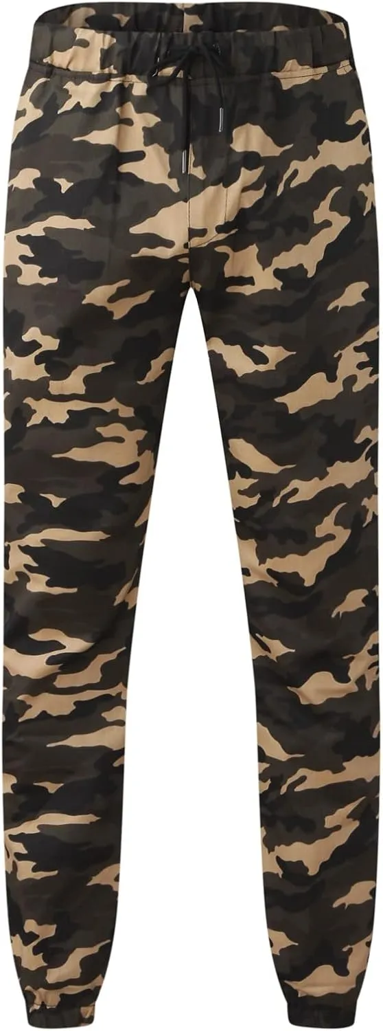 GIERIDUC Mens Cargo Pants Sweatpants Mens Lightweight Cotton Cargo Pants Waist Compression for Men High Waisted Scrub Pants