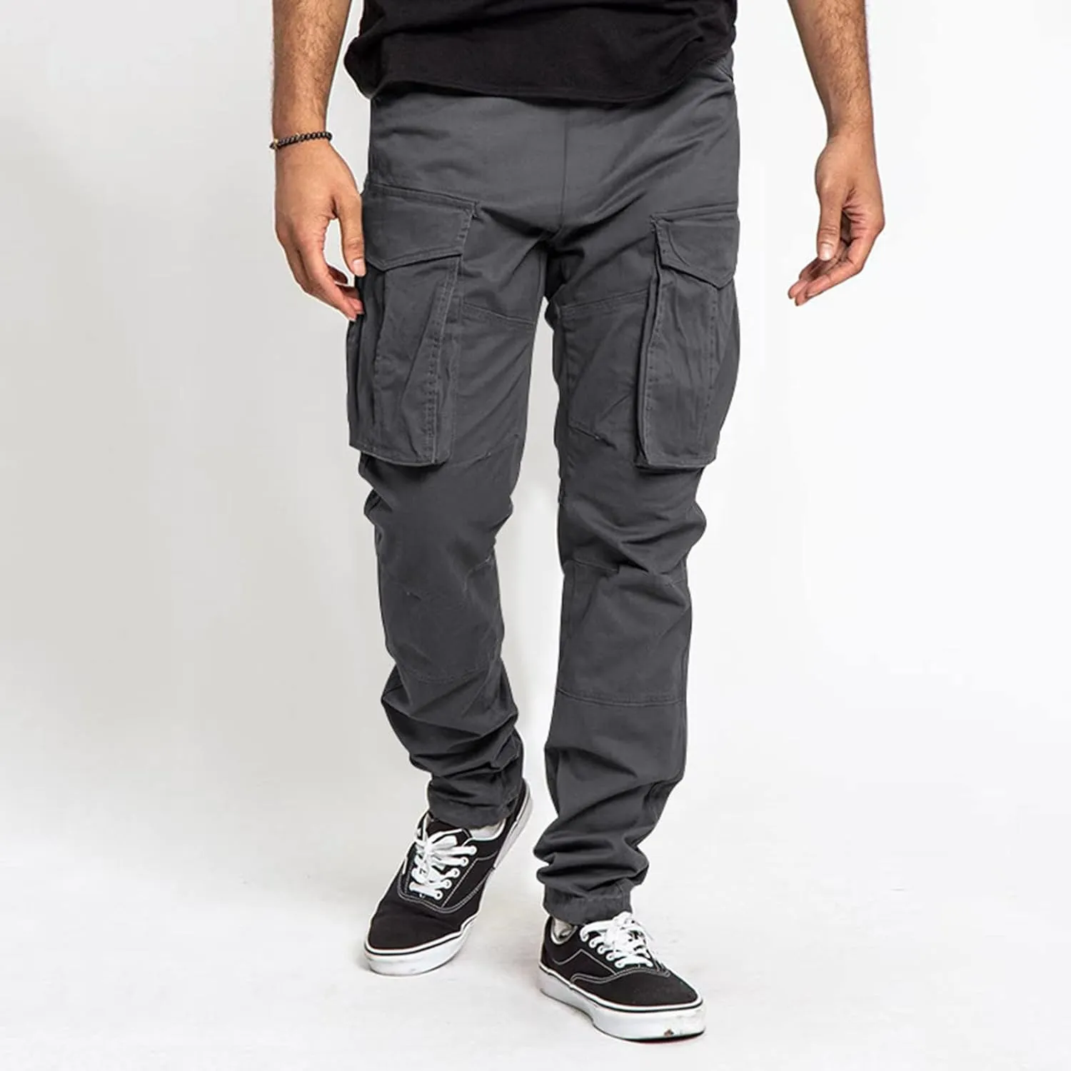GIERIDUC Men's Casual Cargo Pants Joggers Hiking Sweatpants Chinos Track Pants Elastic Waist Work Pants with Multi-Pockets
