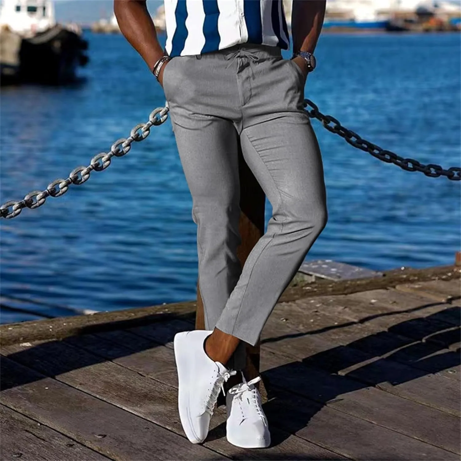 GIERIDUC Men's Linen Pants Casual Long Pants Summer Clothes for Men Fashion Best Jogger Pants for Men for Men