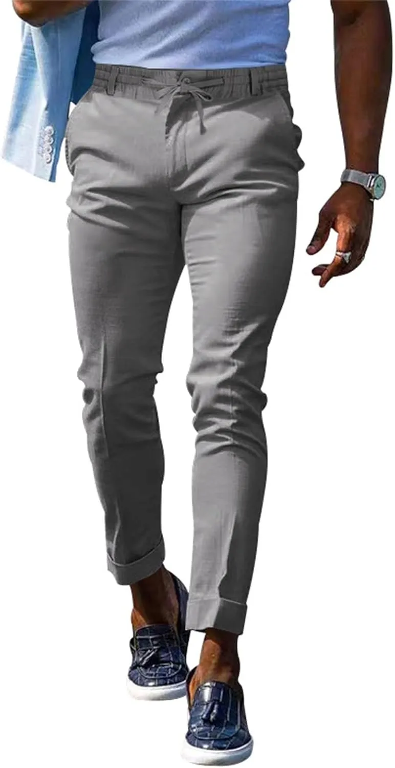 GIERIDUC Men's Linen Pants Casual Long Pants Summer Clothes for Men Fashion Best Jogger Pants for Men for Men