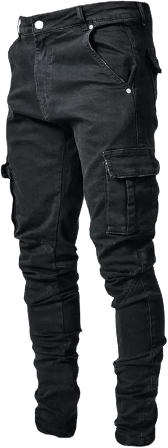 GIERIDUC Men's Wide Leg Flare Sweatpants Work Pants for Men Cargo Pocket Mens Gabardine Dress Pants Essential Jogging Pants