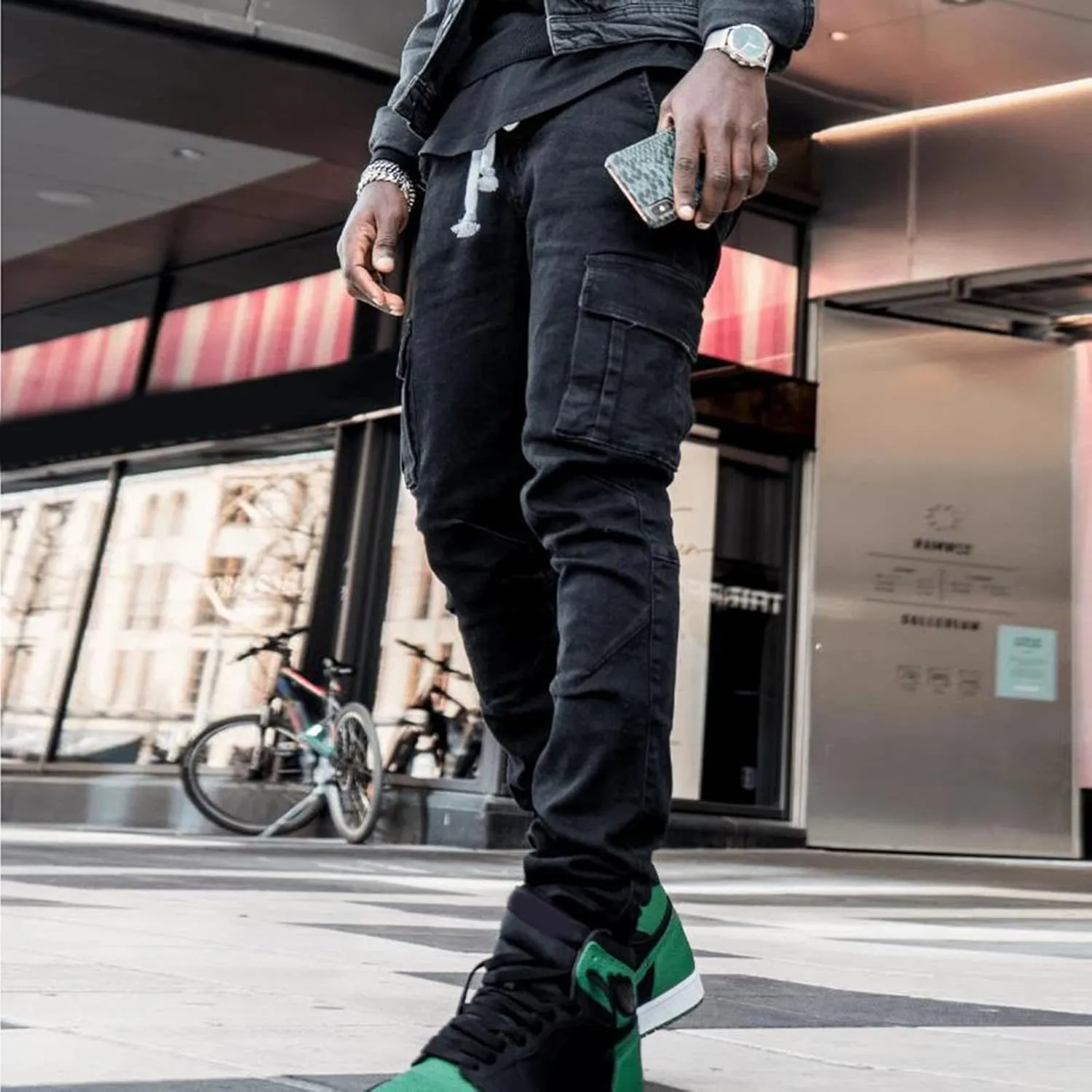 GIERIDUC Men's Wide Leg Flare Sweatpants Work Pants for Men Cargo Pocket Mens Gabardine Dress Pants Essential Jogging Pants
