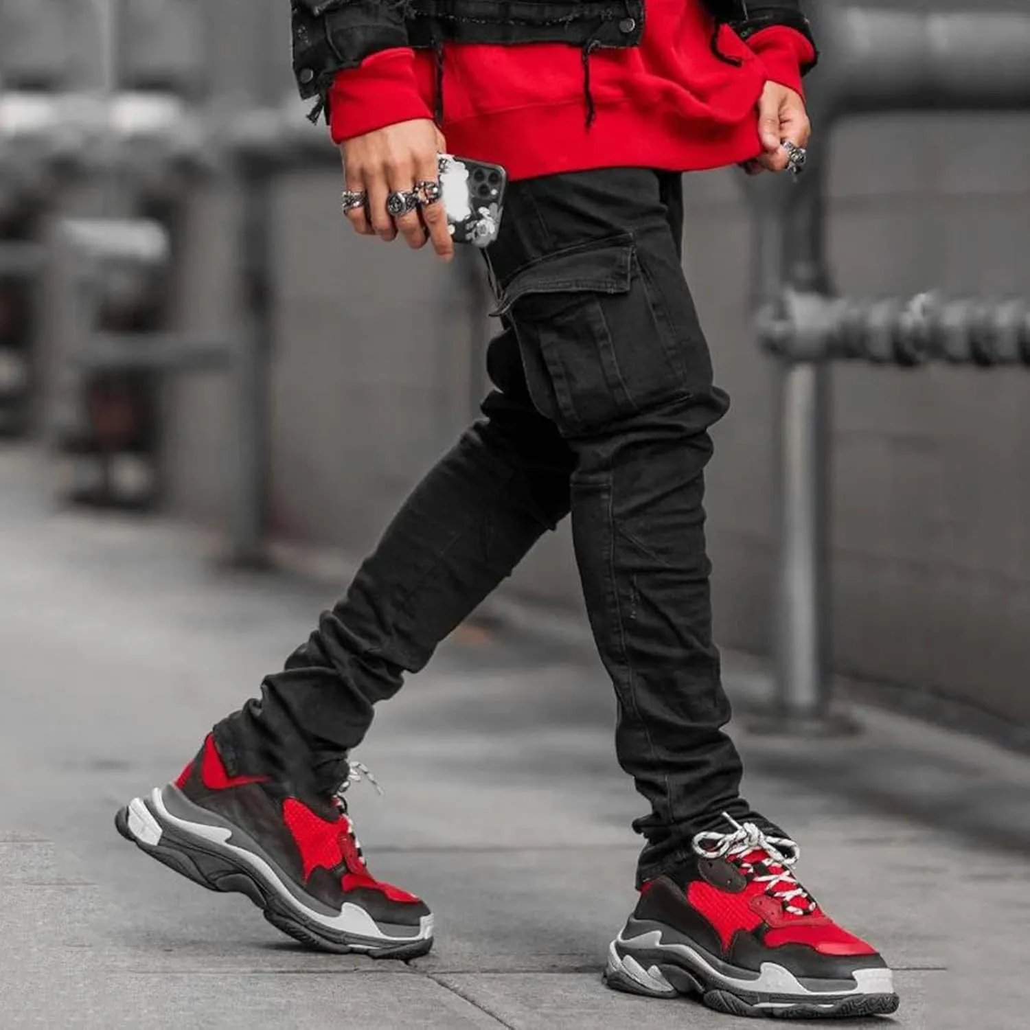 GIERIDUC Men's Wide Leg Flare Sweatpants Work Pants for Men Cargo Pocket Mens Gabardine Dress Pants Essential Jogging Pants