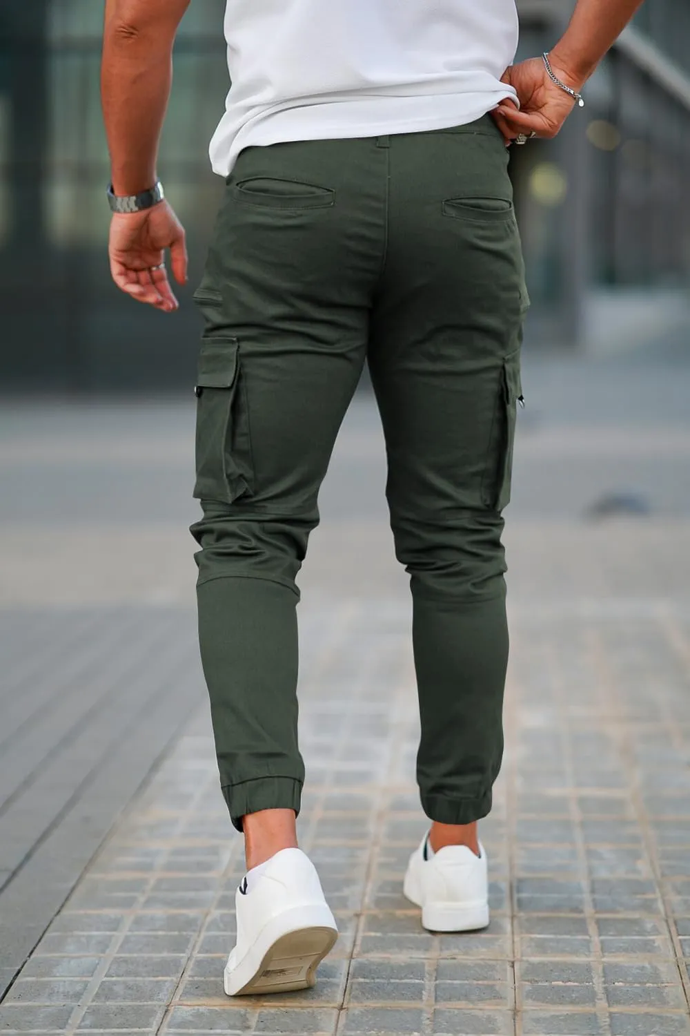 GINGTTO Mens Cargo Jogger Pants Slim Fit Stretch Zipper Pockets Thick Cotton Pants for Men