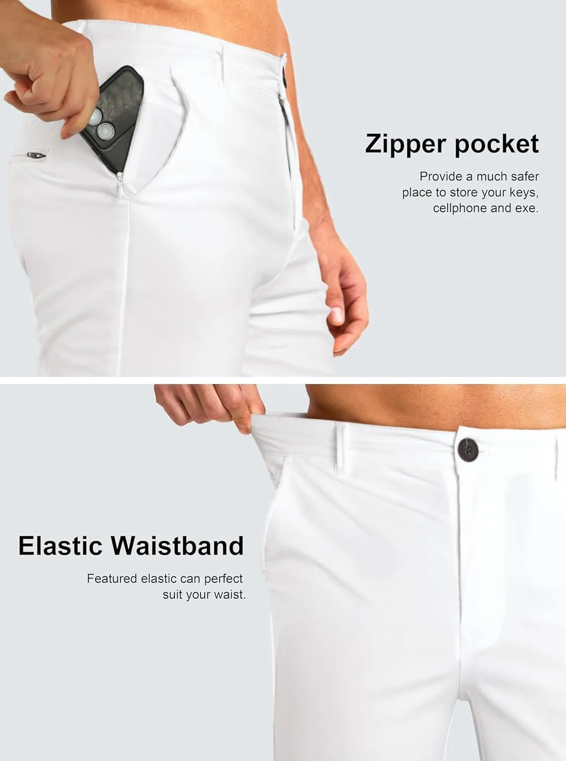 GINGTTO Mens Casual Shorts Stretch Slim Fit Quick Dry 9 Inch Inseam