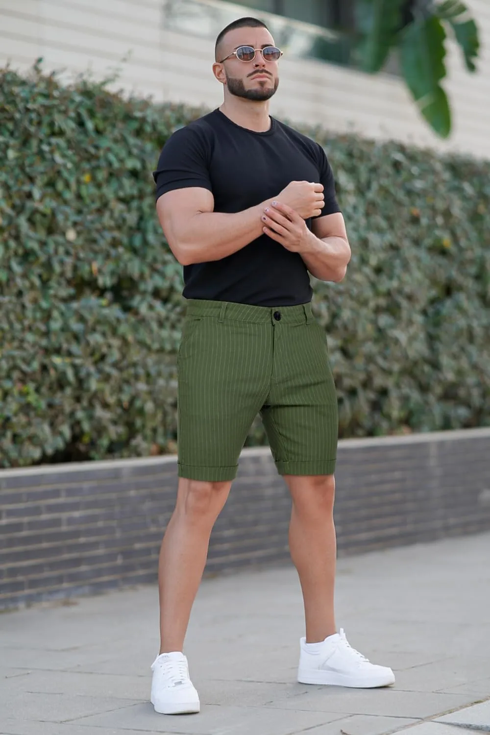 GINGTTO Mens Shorts 9" Inseam Slim Fit Stretch Casual Chino Short Pants