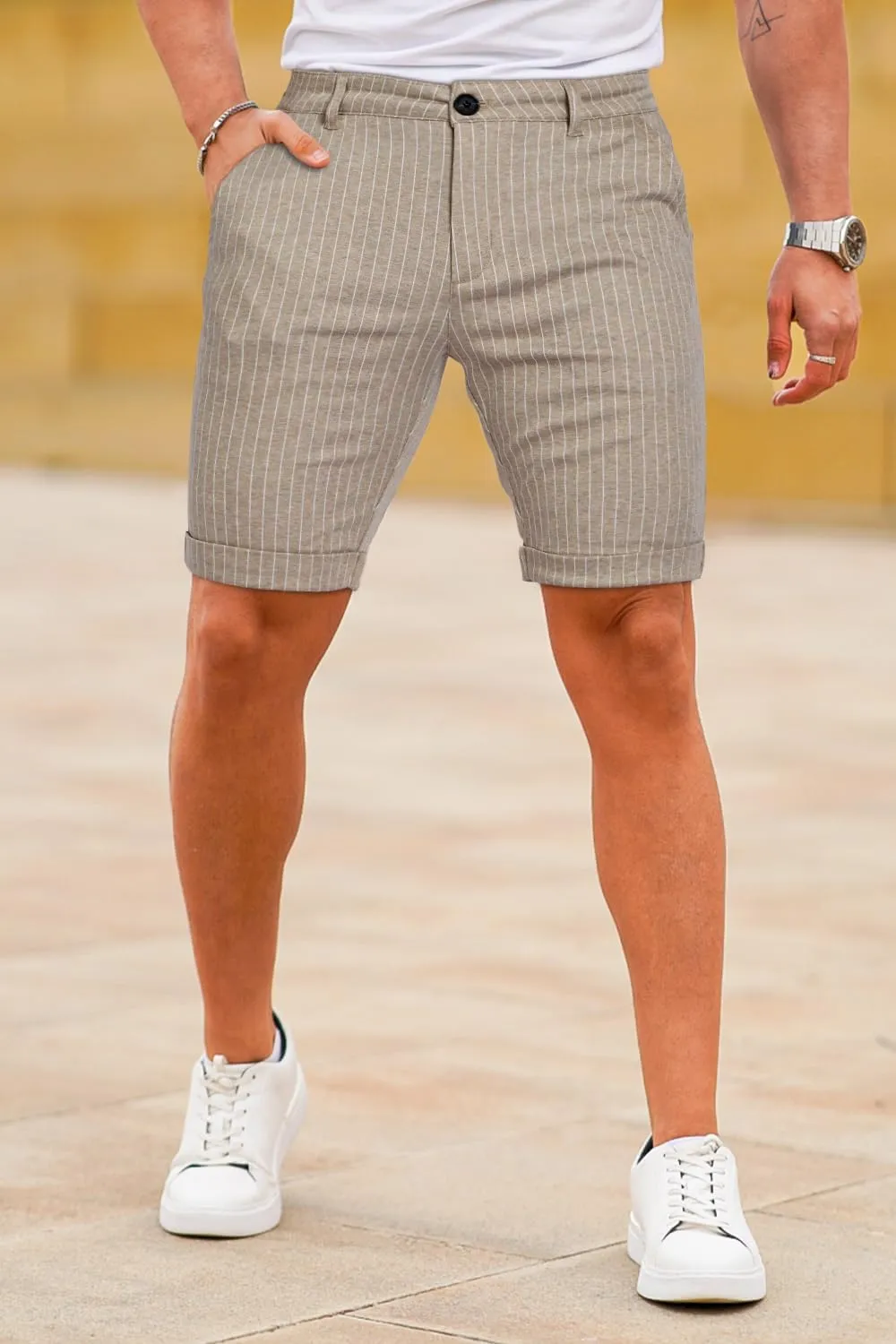 GINGTTO Mens Shorts 9" Inseam Slim Fit Stretch Casual Chino Short Pants