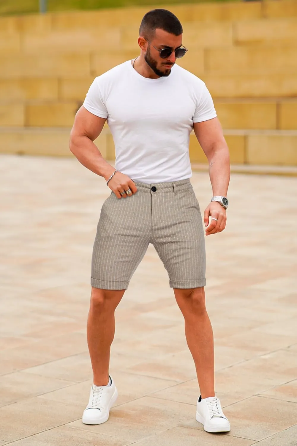 GINGTTO Mens Shorts 9" Inseam Slim Fit Stretch Casual Chino Short Pants