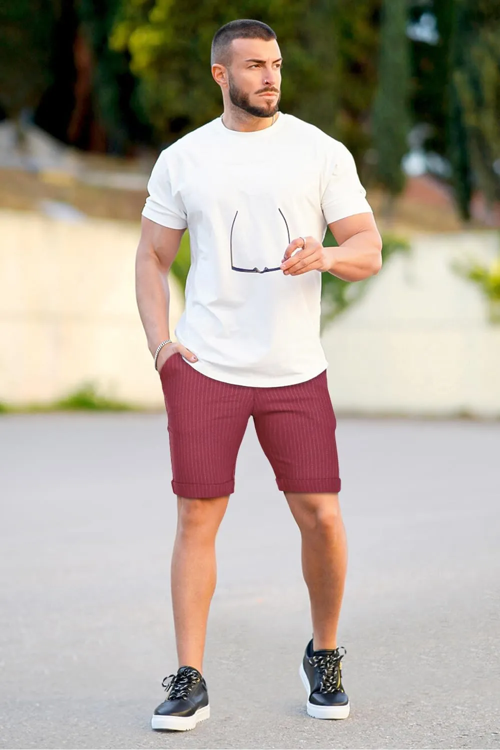 GINGTTO Mens Shorts 9" Inseam Slim Fit Stretch Casual Chino Short Pants