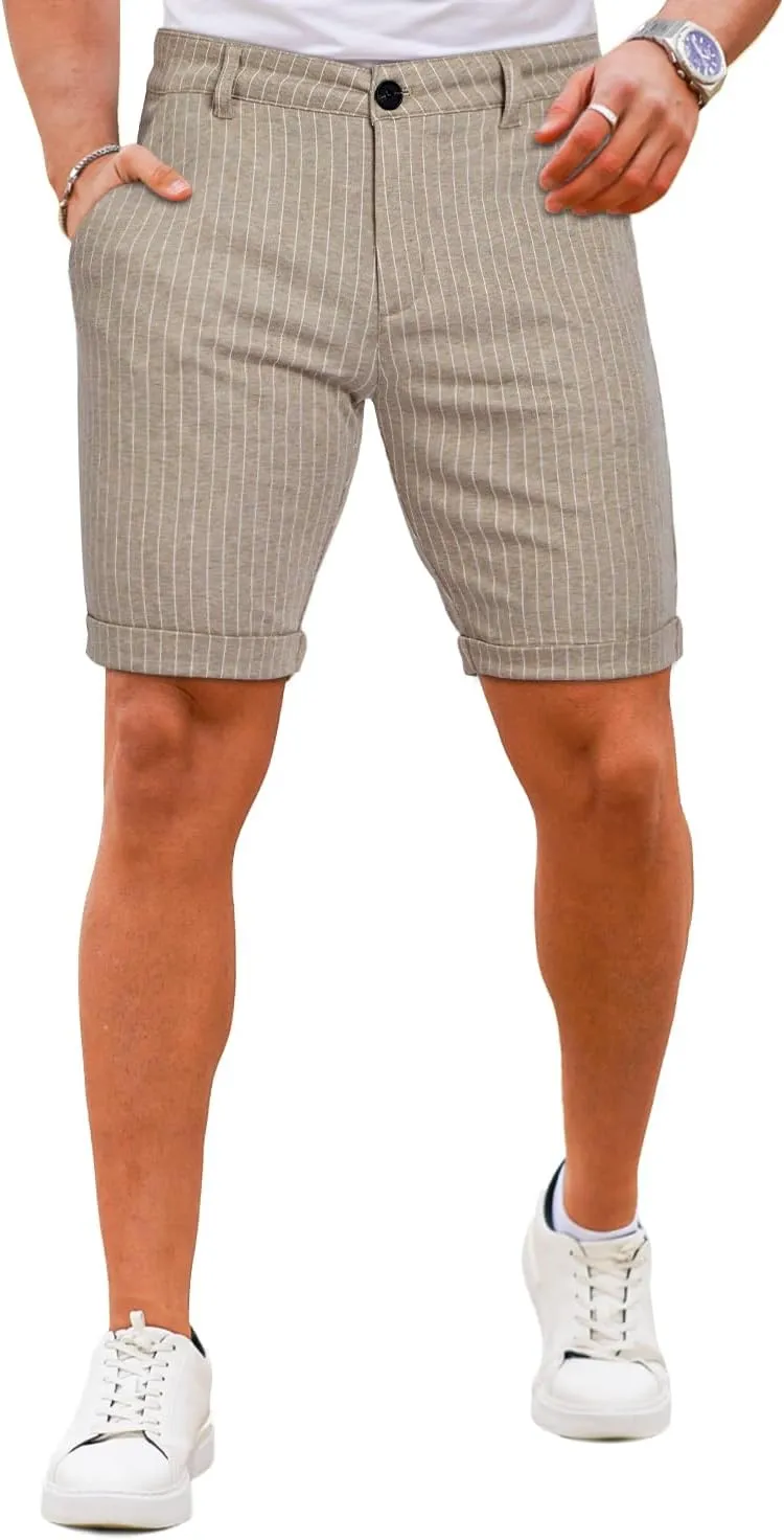 GINGTTO Mens Shorts 9" Inseam Slim Fit Stretch Casual Chino Short Pants