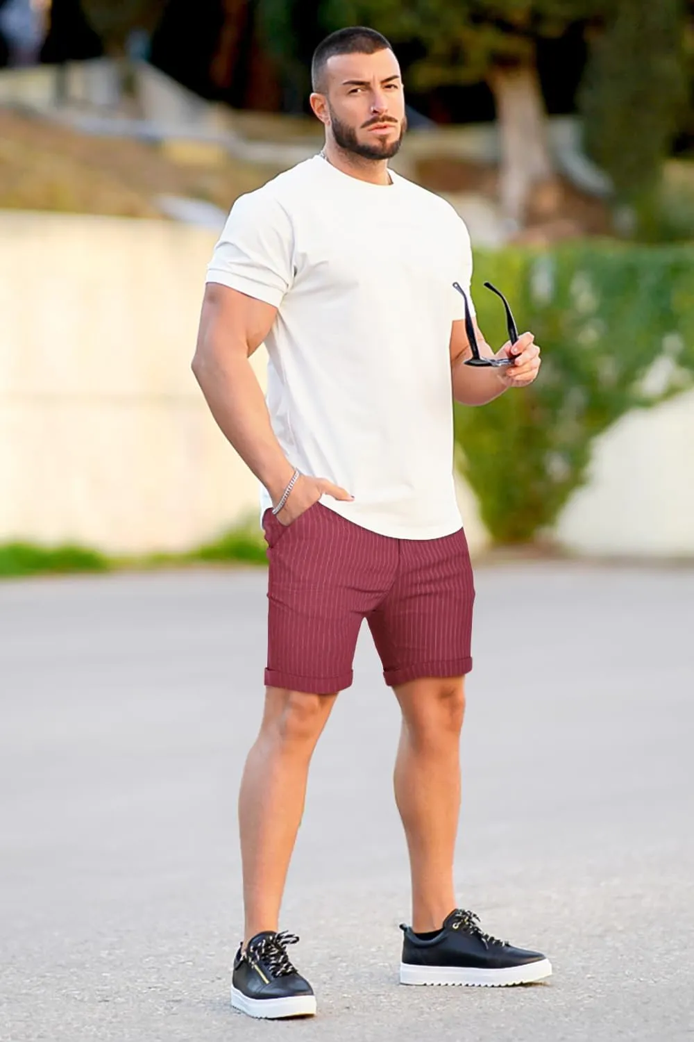 GINGTTO Mens Shorts 9" Inseam Slim Fit Stretch Casual Chino Short Pants