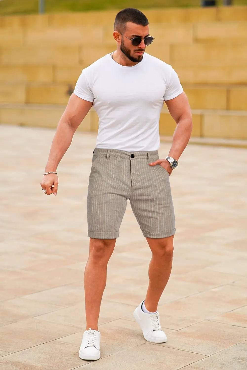 GINGTTO Mens Shorts 9" Inseam Slim Fit Stretch Casual Chino Short Pants