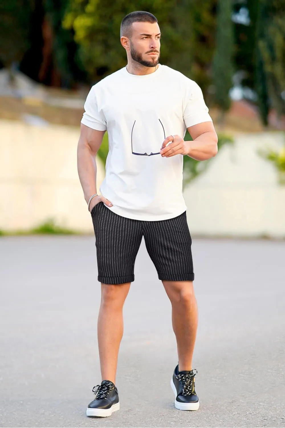 GINGTTO Mens Shorts 9" Inseam Slim Fit Stretch Casual Chino Short Pants