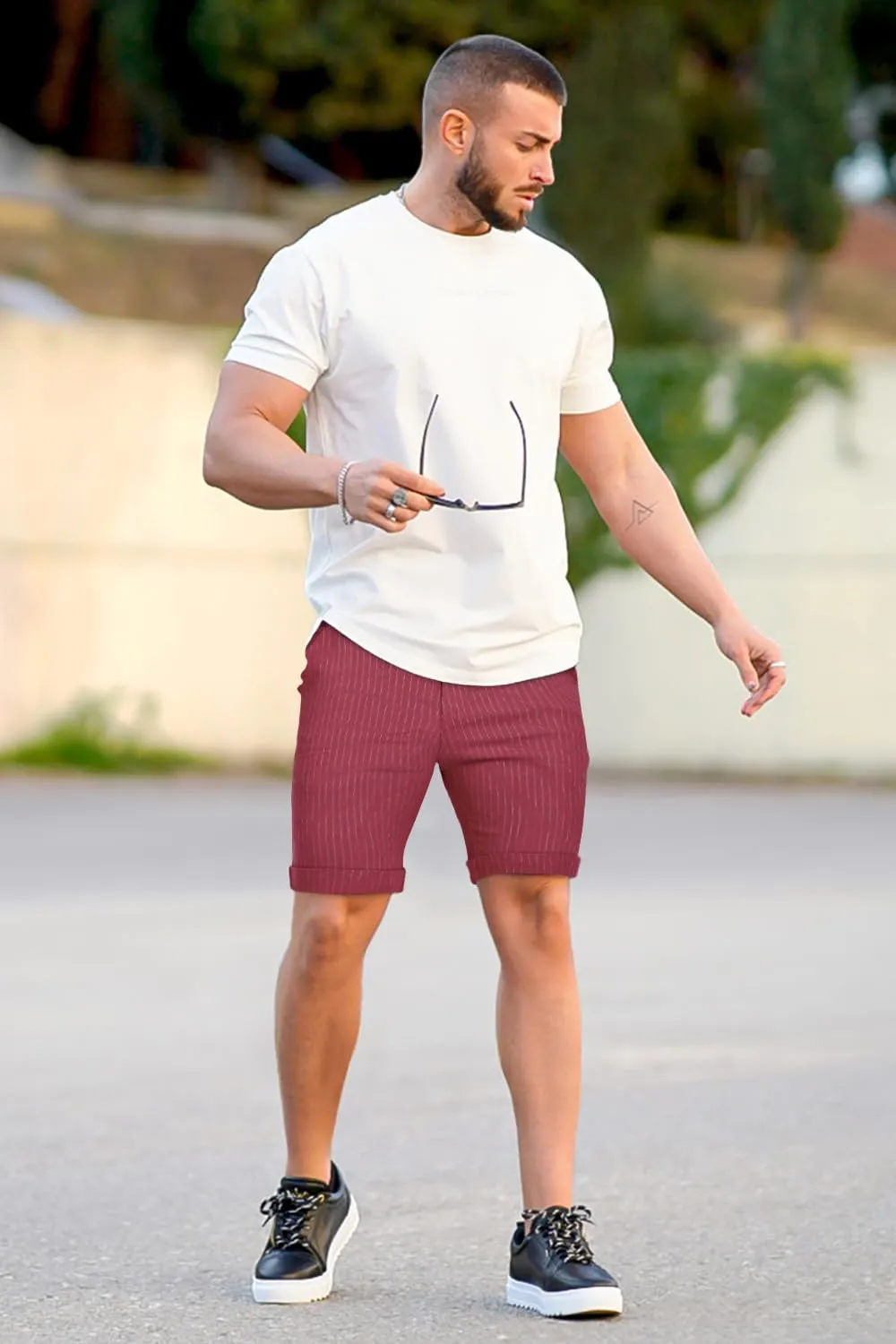 GINGTTO Mens Shorts 9" Inseam Slim Fit Stretch Casual Chino Short Pants