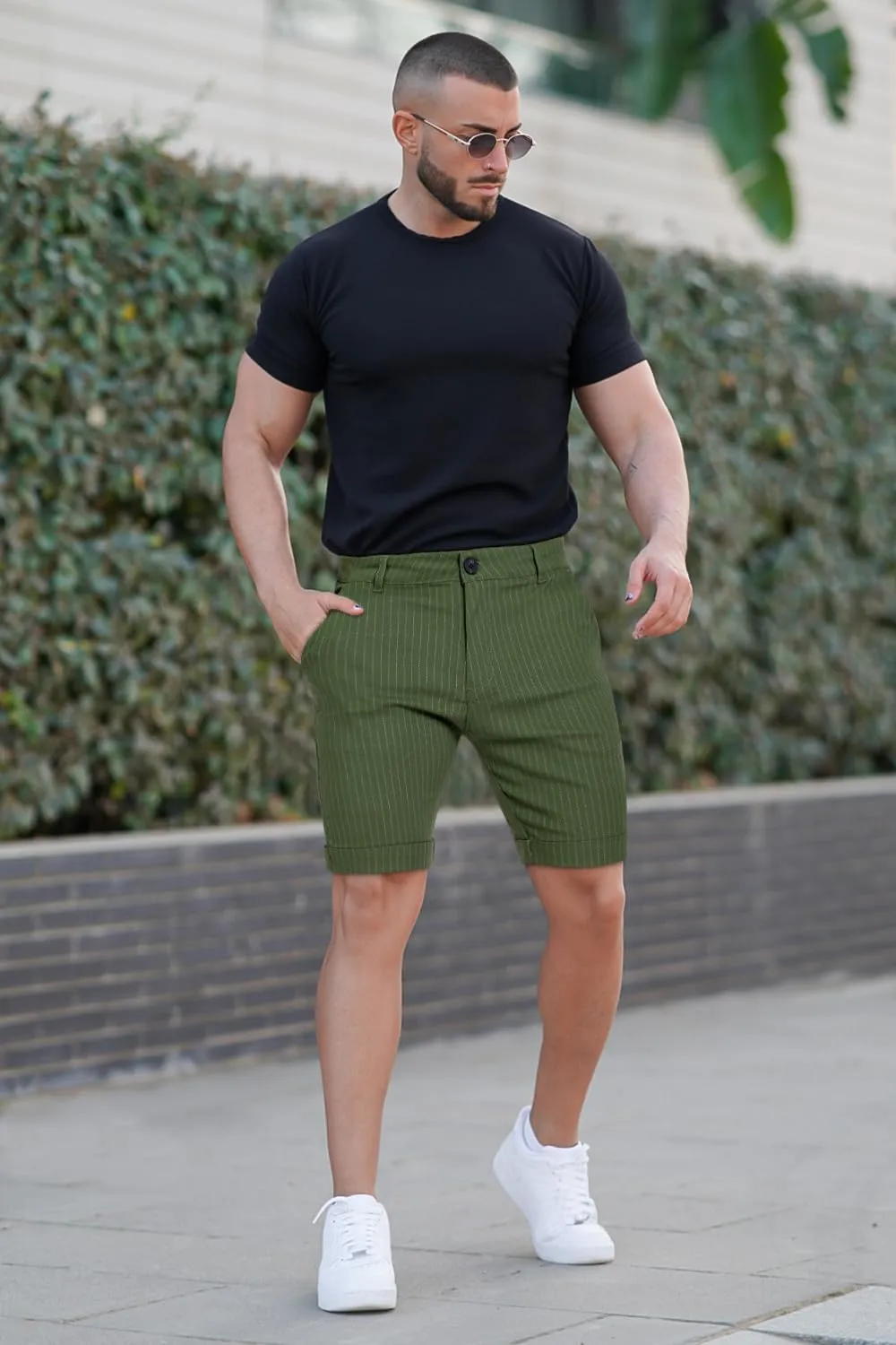 GINGTTO Mens Shorts 9" Inseam Slim Fit Stretch Casual Chino Short Pants