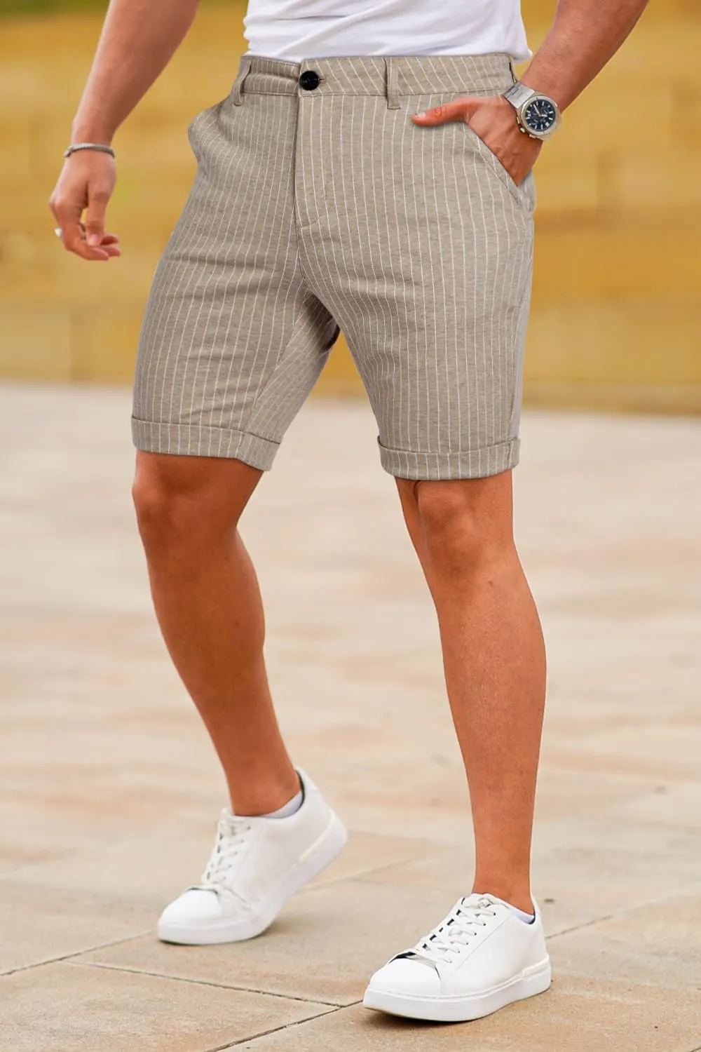 GINGTTO Mens Shorts 9" Inseam Slim Fit Stretch Casual Chino Short Pants