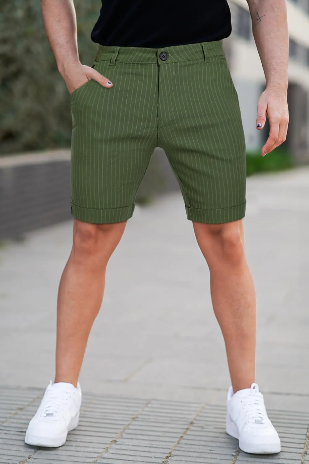 GINGTTO Mens Shorts 9" Inseam Slim Fit Stretch Casual Chino Short Pants