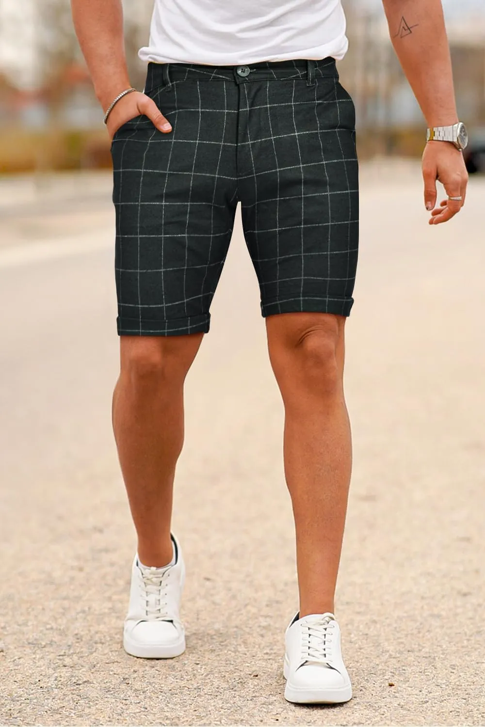 GINGTTO Mens Slim Fit Shorts 9" Inseam Stretch Casual Chino Short Pants