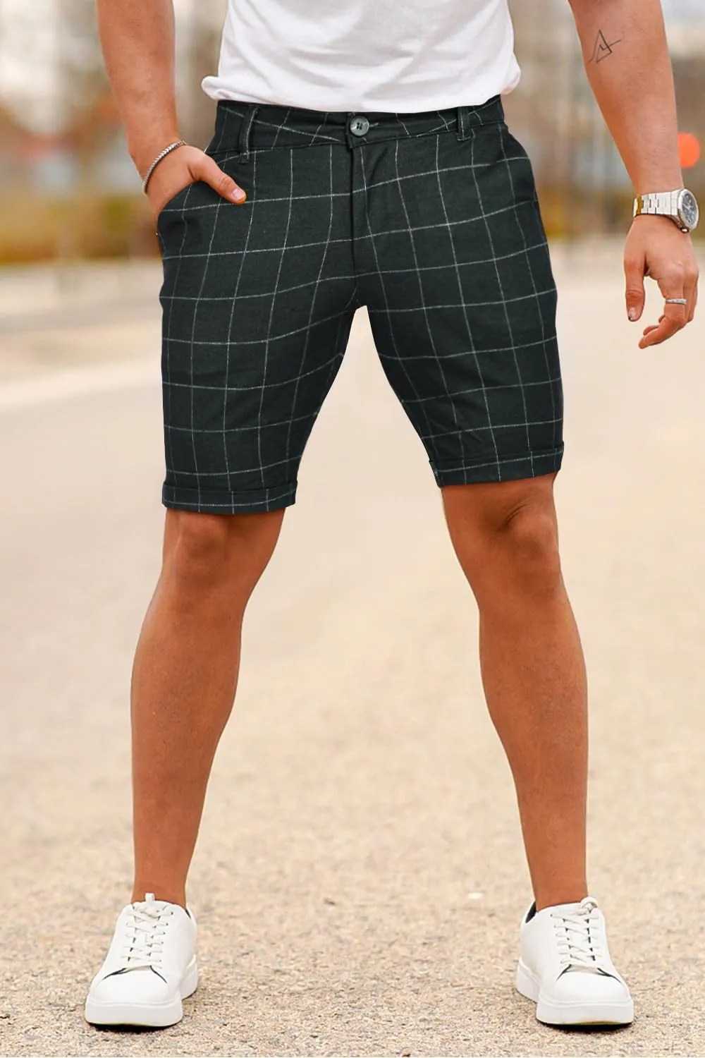 GINGTTO Mens Slim Fit Shorts 9" Inseam Stretch Casual Chino Short Pants