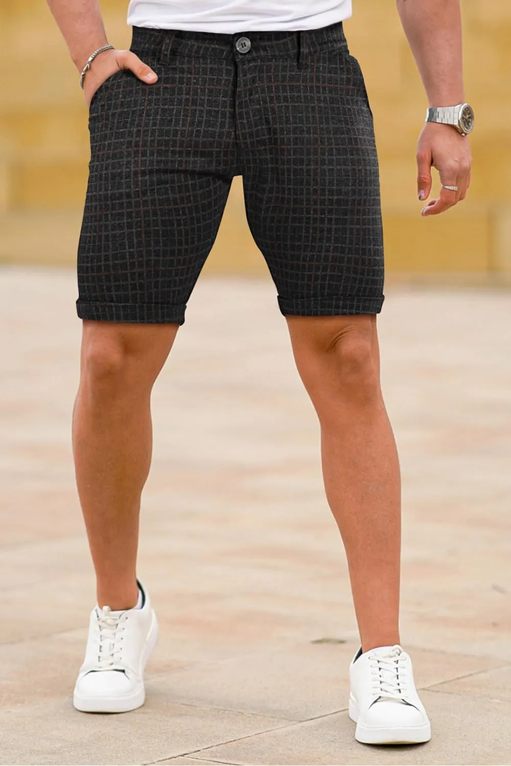 GINGTTO Mens Slim Fit Shorts 9" Inseam Stretch Casual Chino Short Pants