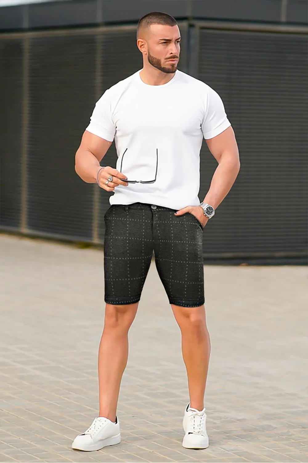 GINGTTO Mens Slim Fit Shorts 9" Inseam Stretch Casual Chino Short Pants