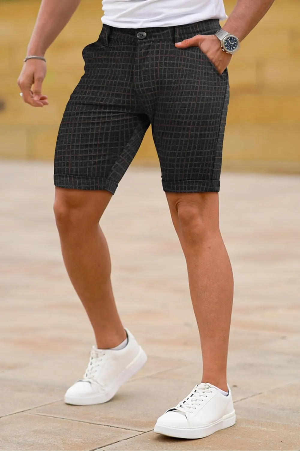 GINGTTO Mens Slim Fit Shorts 9" Inseam Stretch Casual Chino Short Pants