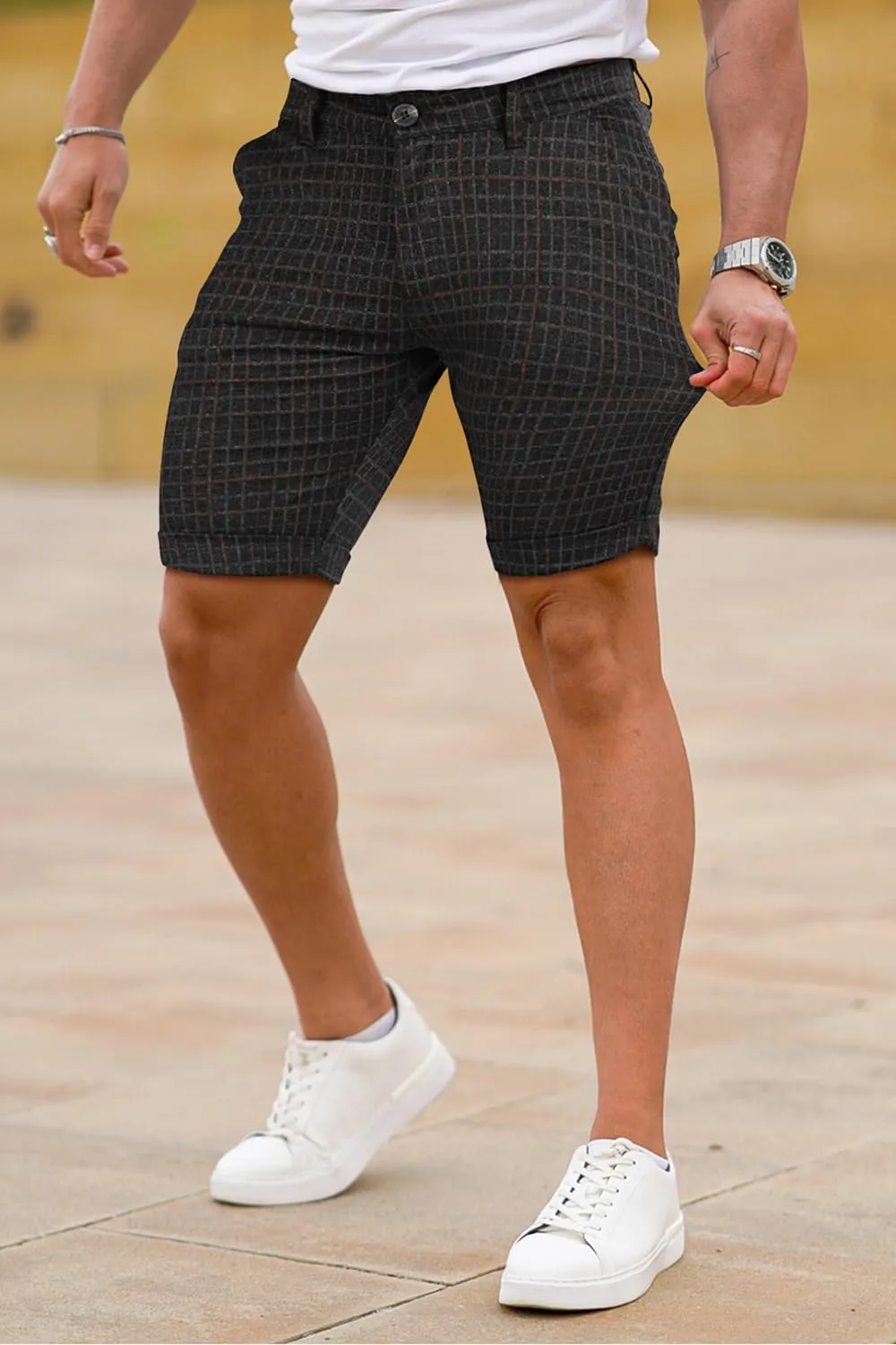 GINGTTO Mens Slim Fit Shorts 9" Inseam Stretch Casual Chino Short Pants
