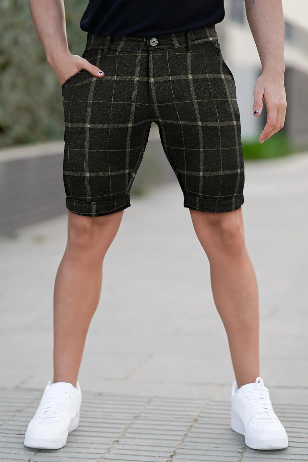 GINGTTO Mens Slim Fit Shorts 9" Inseam Stretch Casual Chino Short Pants