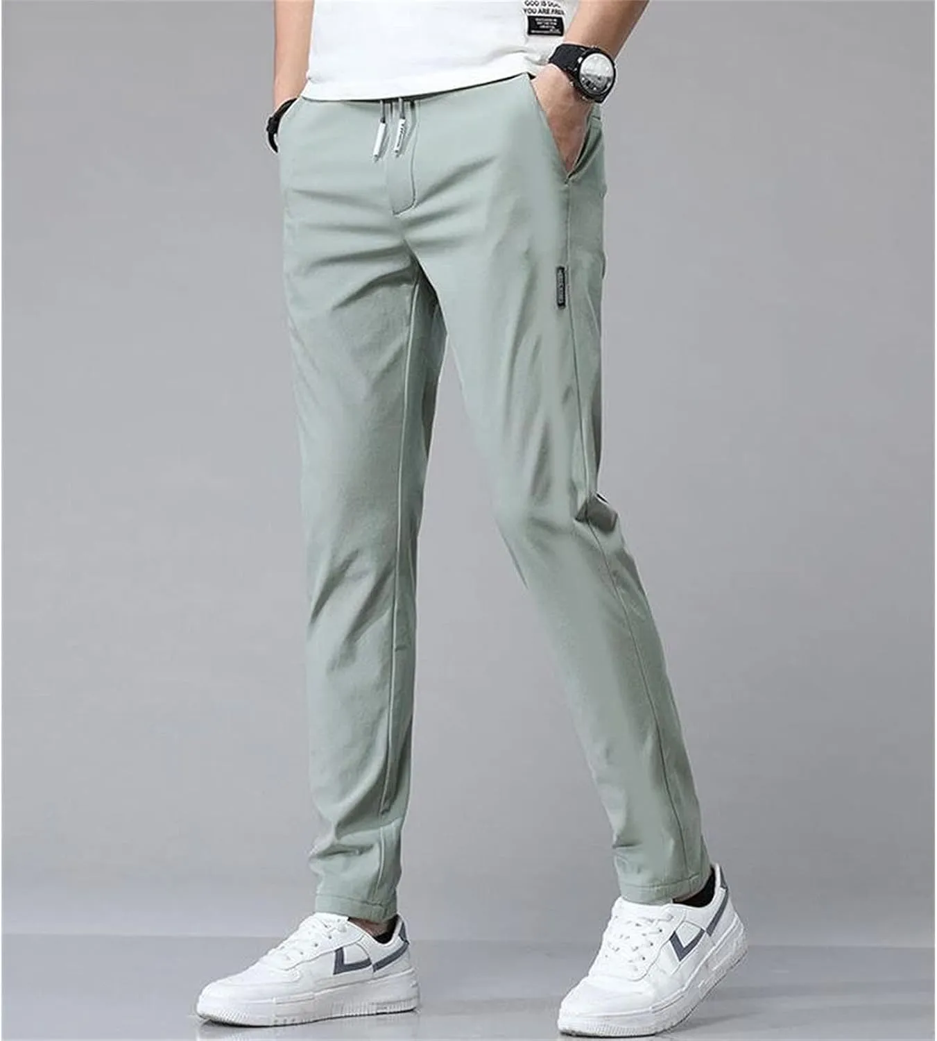 Glidepants for Men, Quick Dry Pull-On Stretch Pants, Men's Summer Glide Solid Color Slim Fit Lightweight Jogging Pants