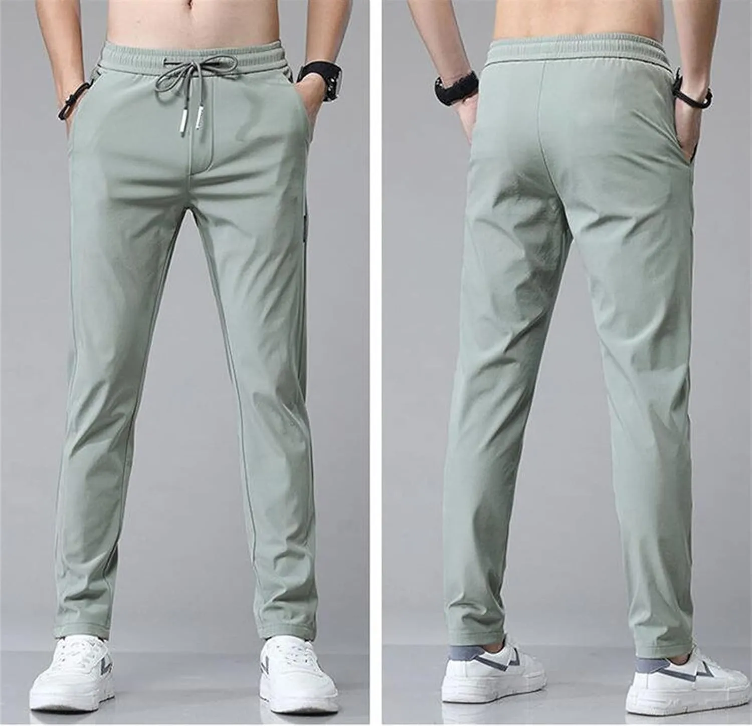 Glidepants for Men, Quick Dry Pull-On Stretch Pants, Men's Summer Glide Solid Color Slim Fit Lightweight Jogging Pants
