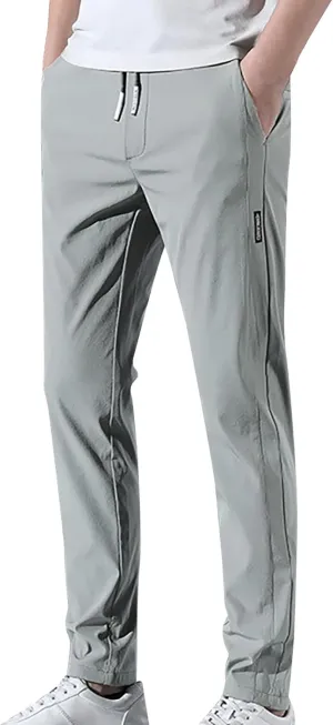 Glidepants for Men, Quick Dry Pull-On Stretch Pants, Men's Summer Glide Solid Color Slim Fit Lightweight Jogging Pants