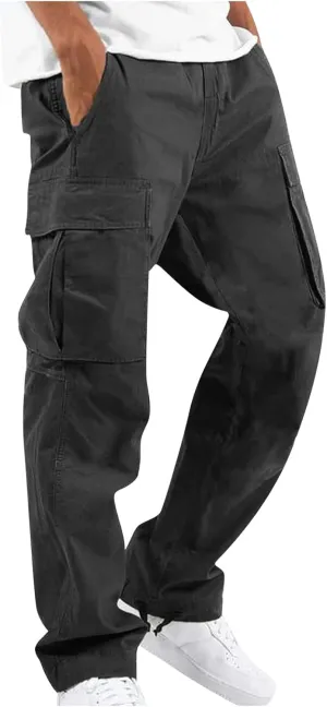 GOFULY Cargo Pants for Men Baggy Elastic Waist Drawstring Pants Pockets Pants Stretch Casual Fall Winter Joggers Trousers