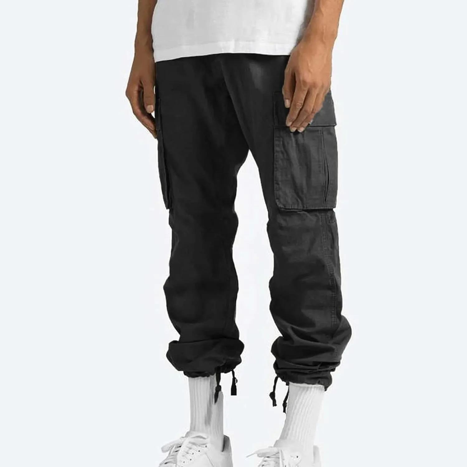 GOFULY Cargo Pants for Men Baggy Elastic Waist Drawstring Pants Pockets Pants Stretch Casual Fall Winter Joggers Trousers