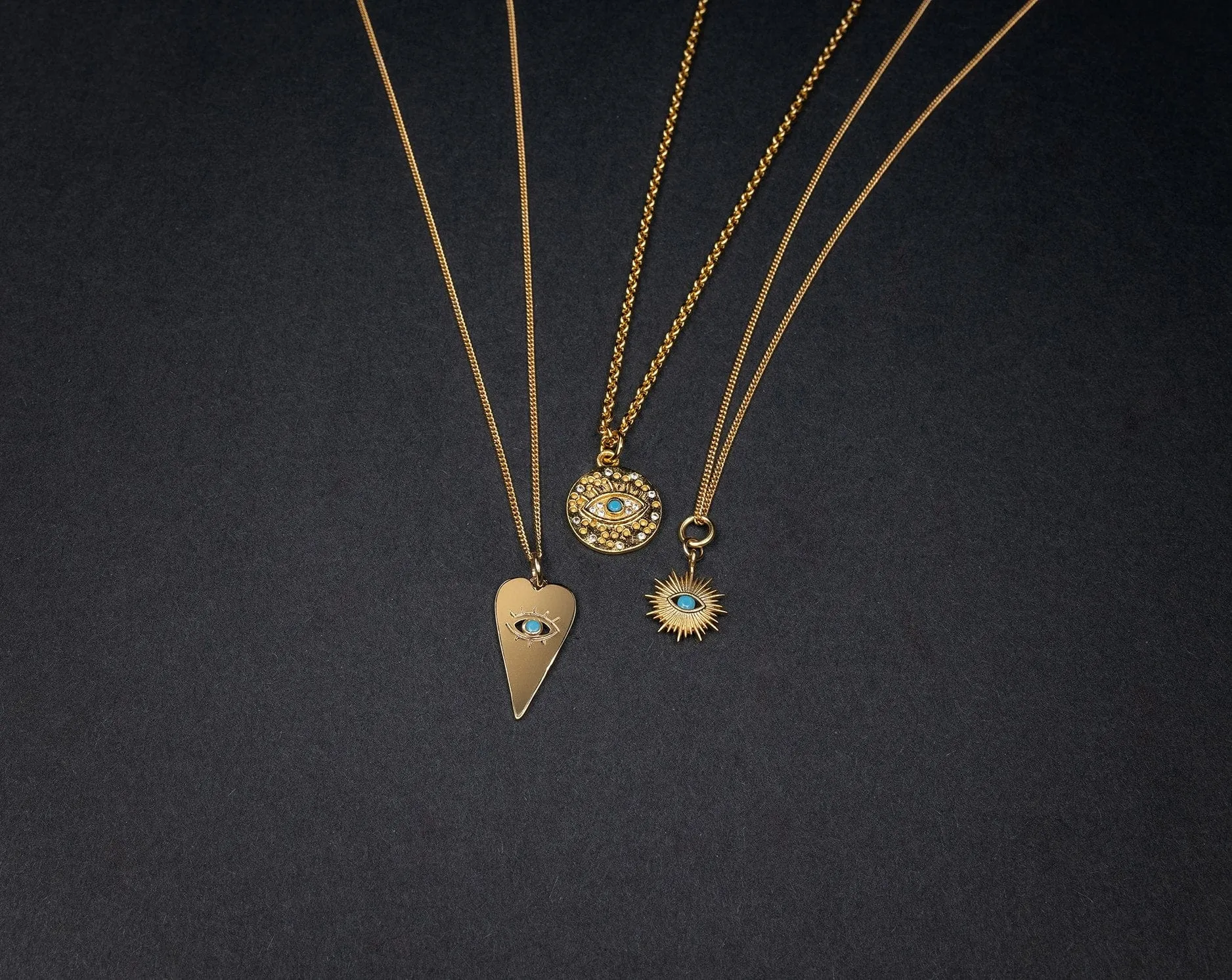 Gold Necklace with Mini Evil Eye Pendant